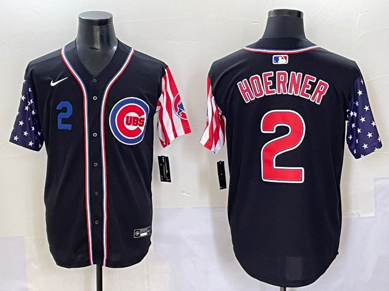 Men 2025 Chicago Cubs #2 Hoerner Black a generation of national flags Joint Name Nike MLB Jersey style 5->chicago cubs->MLB Jersey